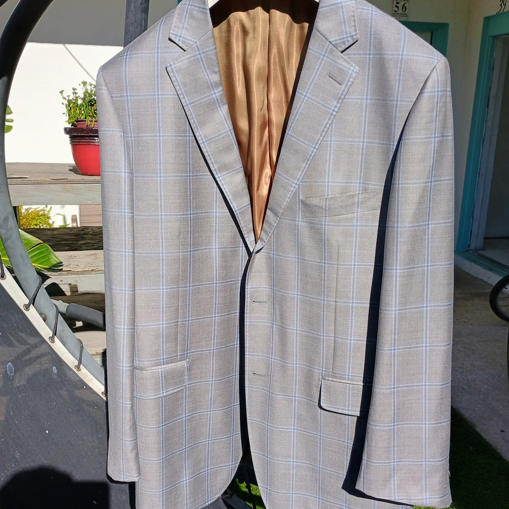 Men's Plaid Blazer - Light Gray